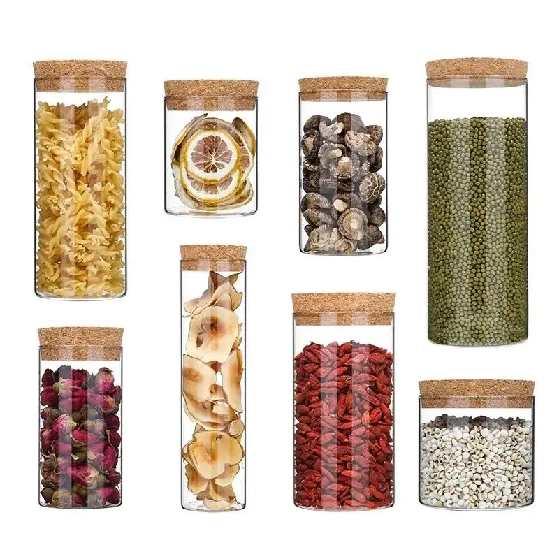 2PCS 100/150/200/250/300/350/400ml Glass Storage Bottles Grains Spice Tea Leaf Coffee Beans Candy Food Jars Kitchen Containers 3