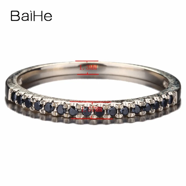 BAIHE Solid 14K желтое золото(AU585) Всего 0.15ct круглый натуральные черные бриллианты Трендовое обручальное женское модное Подарочное кольцо