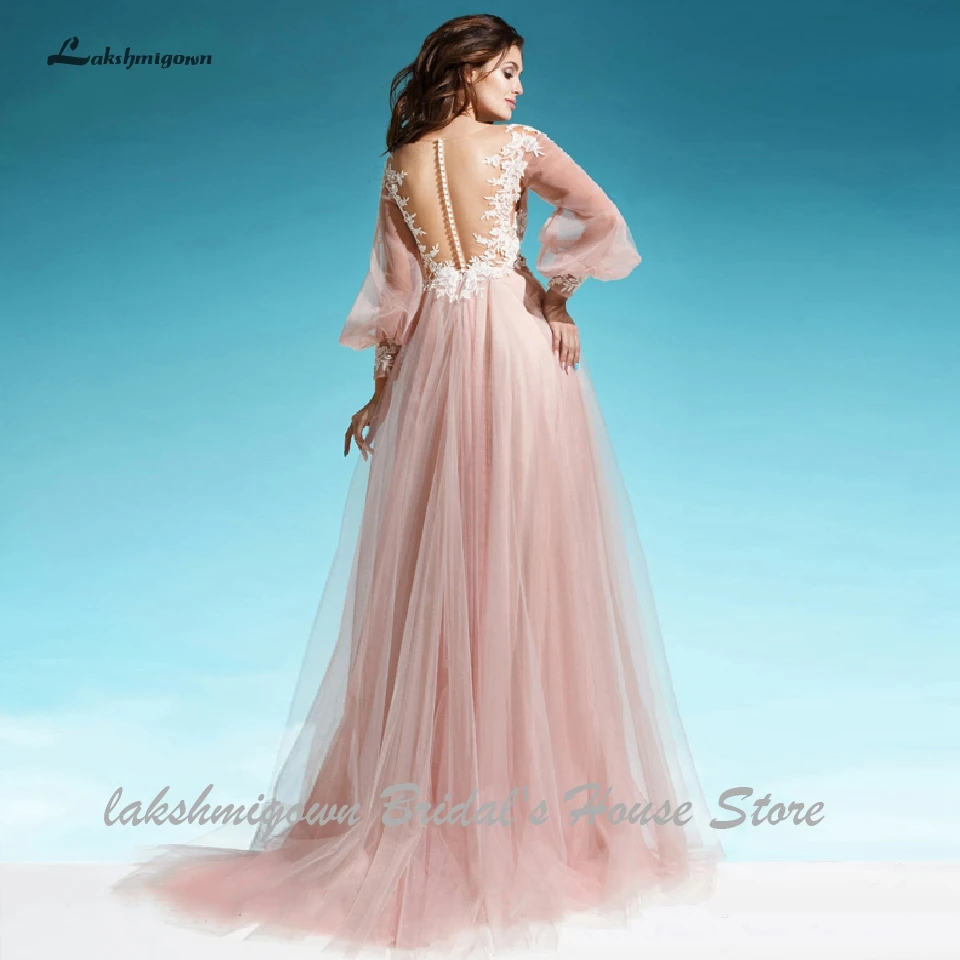 Lakshmigown Vestido De Novia в богемном стиле с длинным рукавом свадебное платье-бохо Кружева Аппликация пикантные Для женщин Пляжные Свадебные платья размера плюс