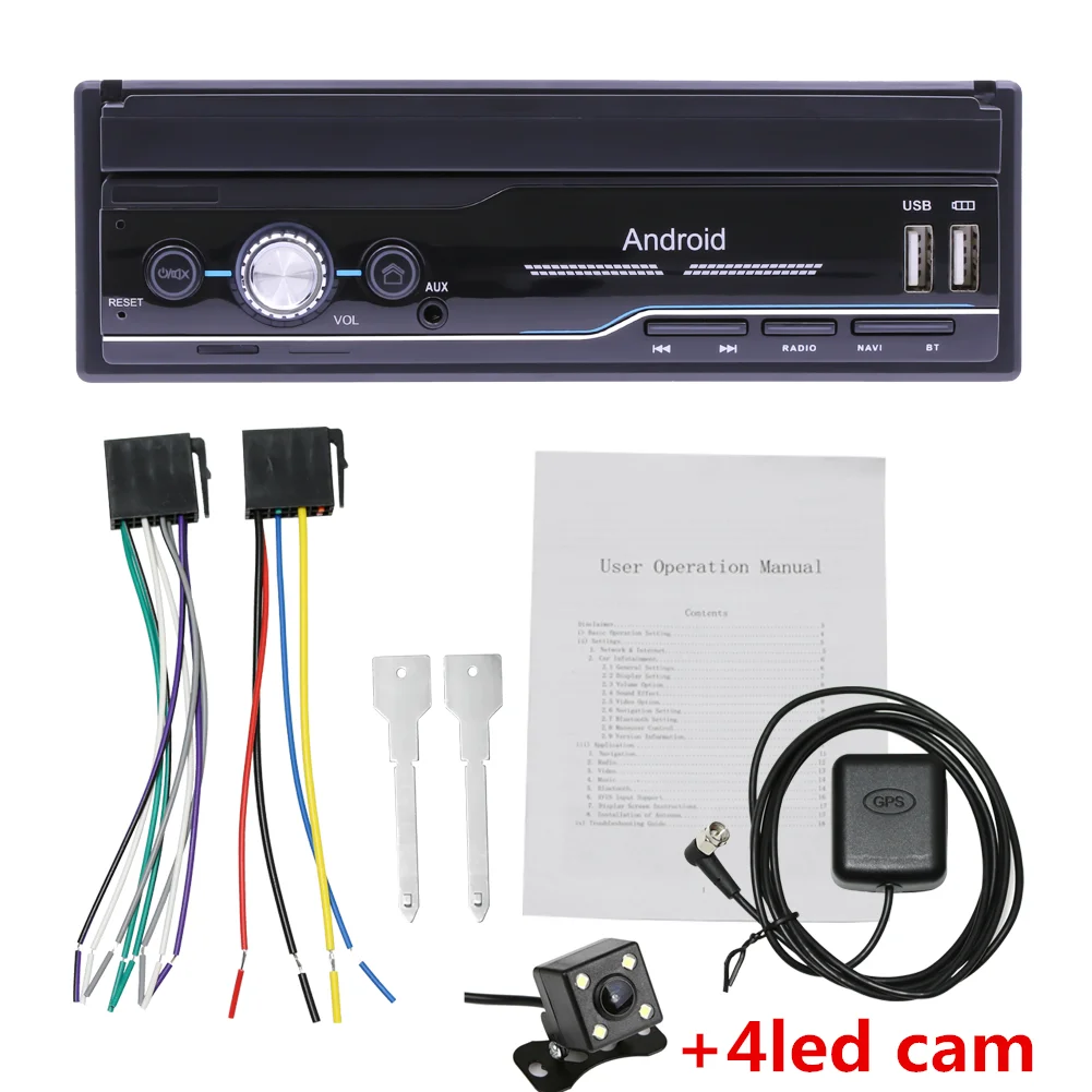 With 4 LED Camera Авторадио Android 8,1 автомобильный Mp5 плеер Автомобильный Радио стерео 1 DIN 7 ''gps Wifi Bluetooth gps Navi FM+ камера - Цвет: With 4 LED Camera