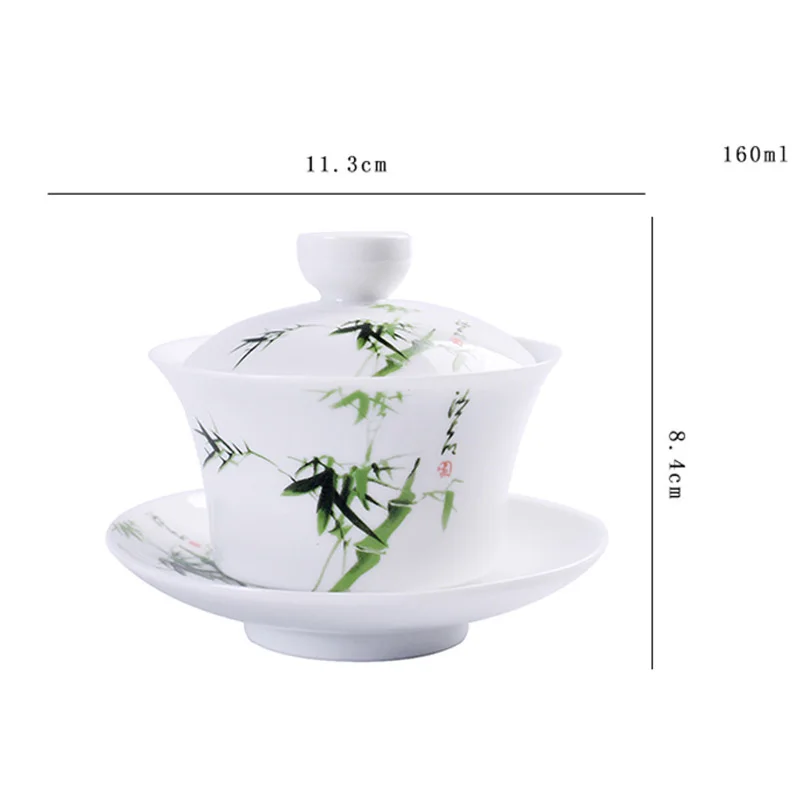 Ручная роспись синий и белый фарфор gaiwan чайная тарелка китайская керамическая чашка для чая набор покрытая чаша с крышкой чашка блюдце