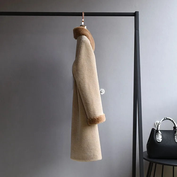 OFTBUY длинная парка зимняя куртка Женское пальто из натурального меха тканая шерсть плюшевый флис медведь плюшевая верхняя одежда модная уличная