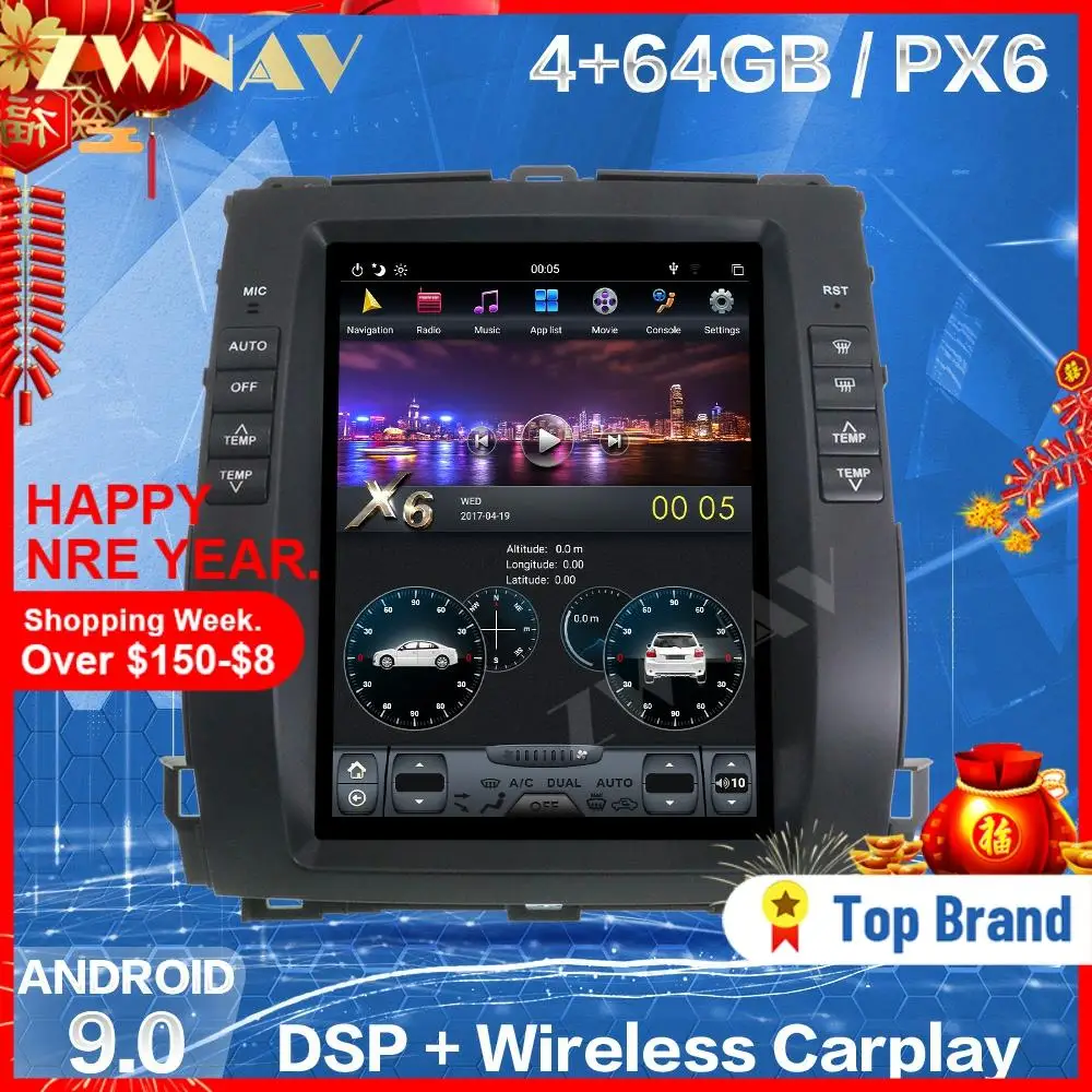 4 + 128G экран Тесла для Toyota Land Cruiser Prado 120 2002 2009 Lexus GX470 Android плеер GPS радио аудио стерео