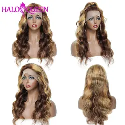 Body Wave Frontal Wig 13x4 Human Hair Highlight Blonde Lace Front Wig Transparent Lace Glueless 4x4 Closure Wig 32 34 Inch 180%
