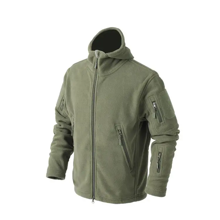 Military Tactical Soft Shell Fleece Jacket Men Army Polartec Sportswear Thermal Hunt Hiking Big Size Hoodie Jackets Male - Цвет: Армейский зеленый