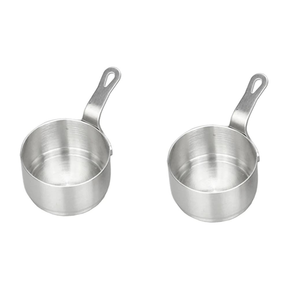 2pcs Stainless Steel Saucepan Small Cooking Pot Milk Pan Coffee Warmer 50ml