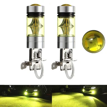

1Pair Yellow H3 Socket 100W Fog Spot Driving LED Light Bulbs Energy Saving