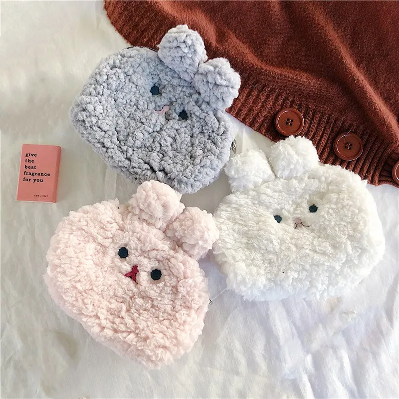 random color Портативный чехол для наушников для Airpods Pro, чехол, сумки на молнии для хранения, плюшевый чехол с кроликом, сумка для наушников, аксессуары для sd-карт - Цвет: random color