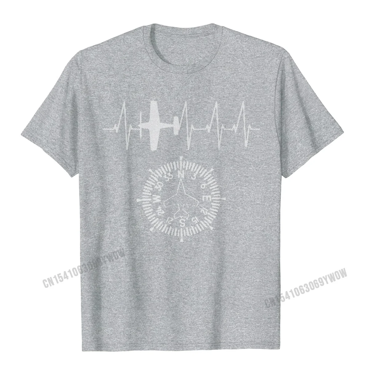 Design Men's Company Europe Tops Shirts Round Collar Summer Fall All Cotton T-shirts Design Short Sleeve T Shirt Funny Airplane Pilot Shirt Heartbeat T-Shirt Aviation Gifts__36 grey