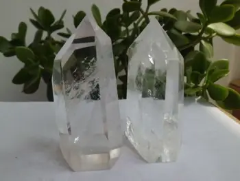 

j00558 2 Natural Clear Quartz Crystal Point Cut Polished Healing China