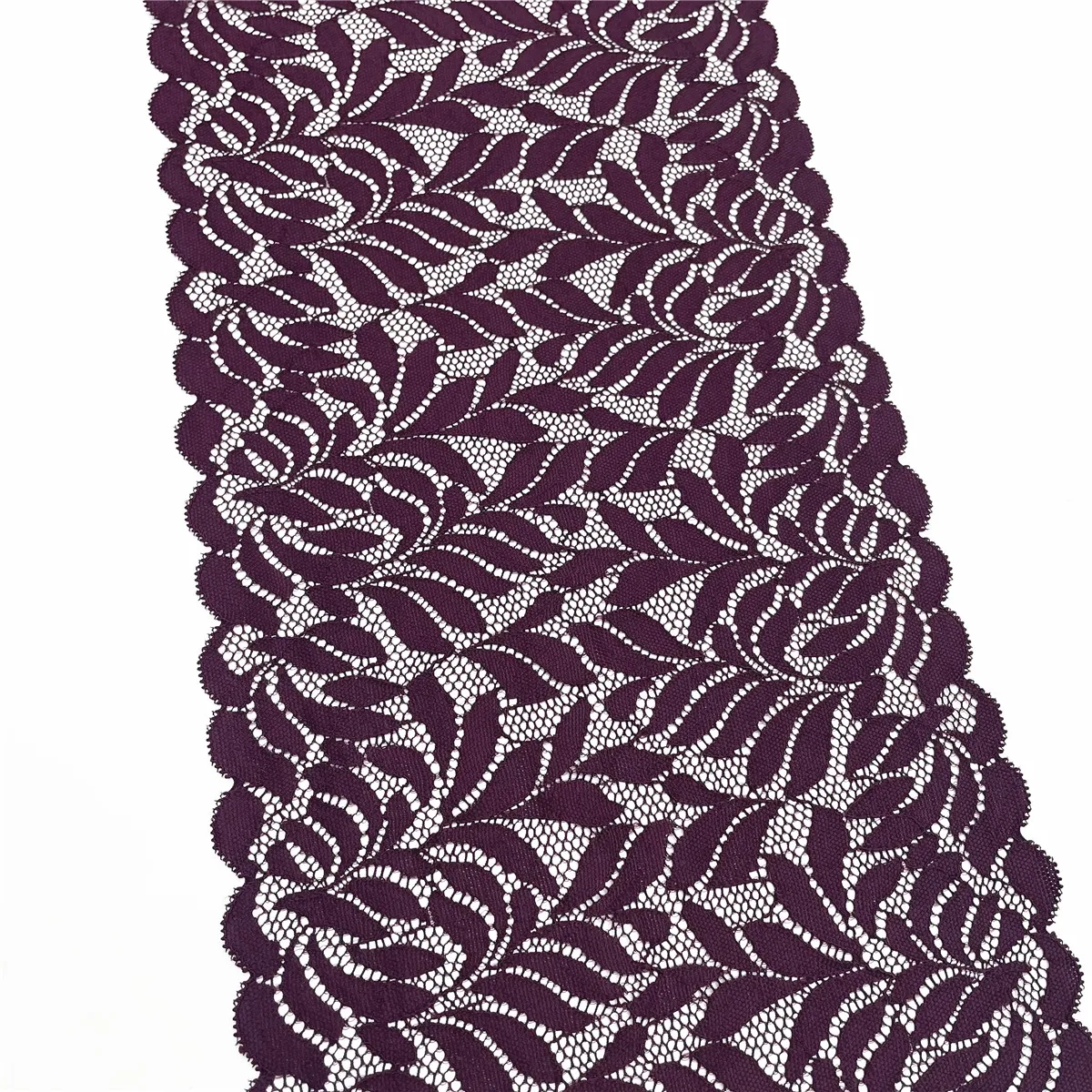3y/lot Width 7 1/2 inch (19cm) Purple Leaves Elastic Lace Trim 4