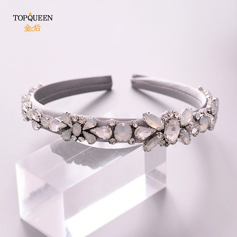 gray TOPQUEEN, S384-FG, свадебные, молочные стразы, аксессуары для волос, свадебная тиара, головные уборы, серебряные стразы, повязка на голову, барокко, повязка для волос - Цвет: gray