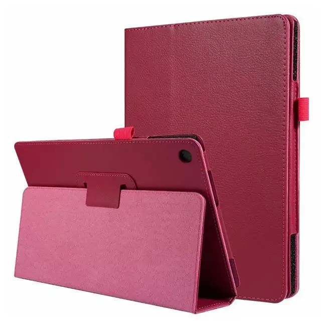 Розово-красный Чехол для планшета huawei MediaPad M5 lite, T5 10, 10,1 дюймов, Honor Smart Cover, флип-чехол с подставкой, чехол HDL-W09, 8,0 из искусственной кожи, для сна - Цвет: Розово-красный