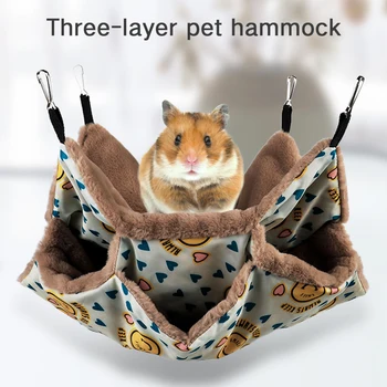 

Small Animal Cages Hamster Ferret Rabbit Guinea Pig Cotton Soft Sleeping Nests Three Layers Suspension Hammock Pet Supplies