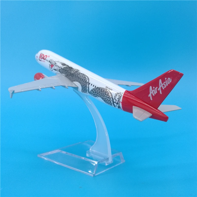 16 см 1:400 Масштаб Самолеты AirAsia белый дракон Airbus A320 Литой Сплав модель самолета игрушки Детский подарок для коллекции украшения