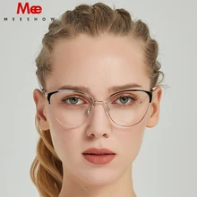 Messhow Оправа очков из титанового сплава Для женщин очки формы "кошачий глаз" с Стразы русский Оправы для близорукости, очки с диоптриями 8917