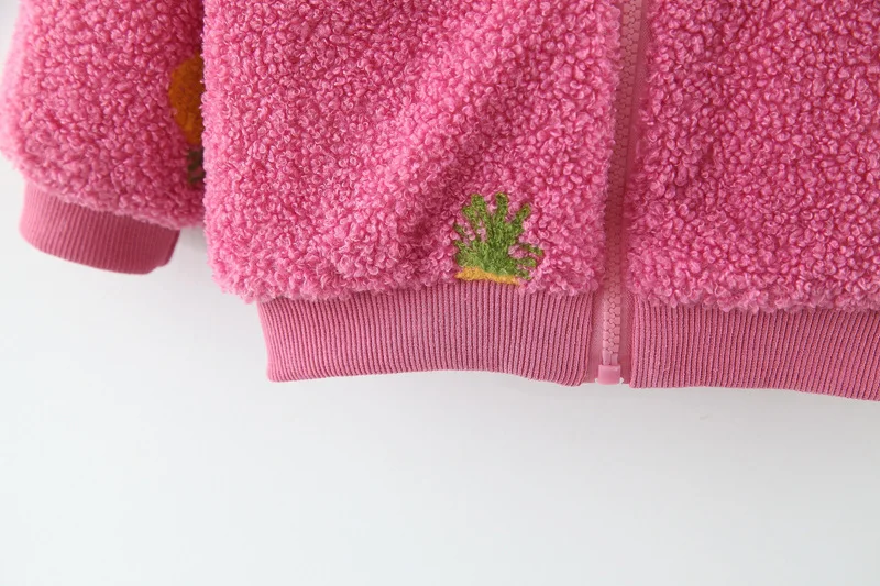 Winter Warm Baby Girls Pineapple Lace Lapel Collar Thick Fleece Jacket Infant Cardigans Kids Outerwear Casual Coats casaco