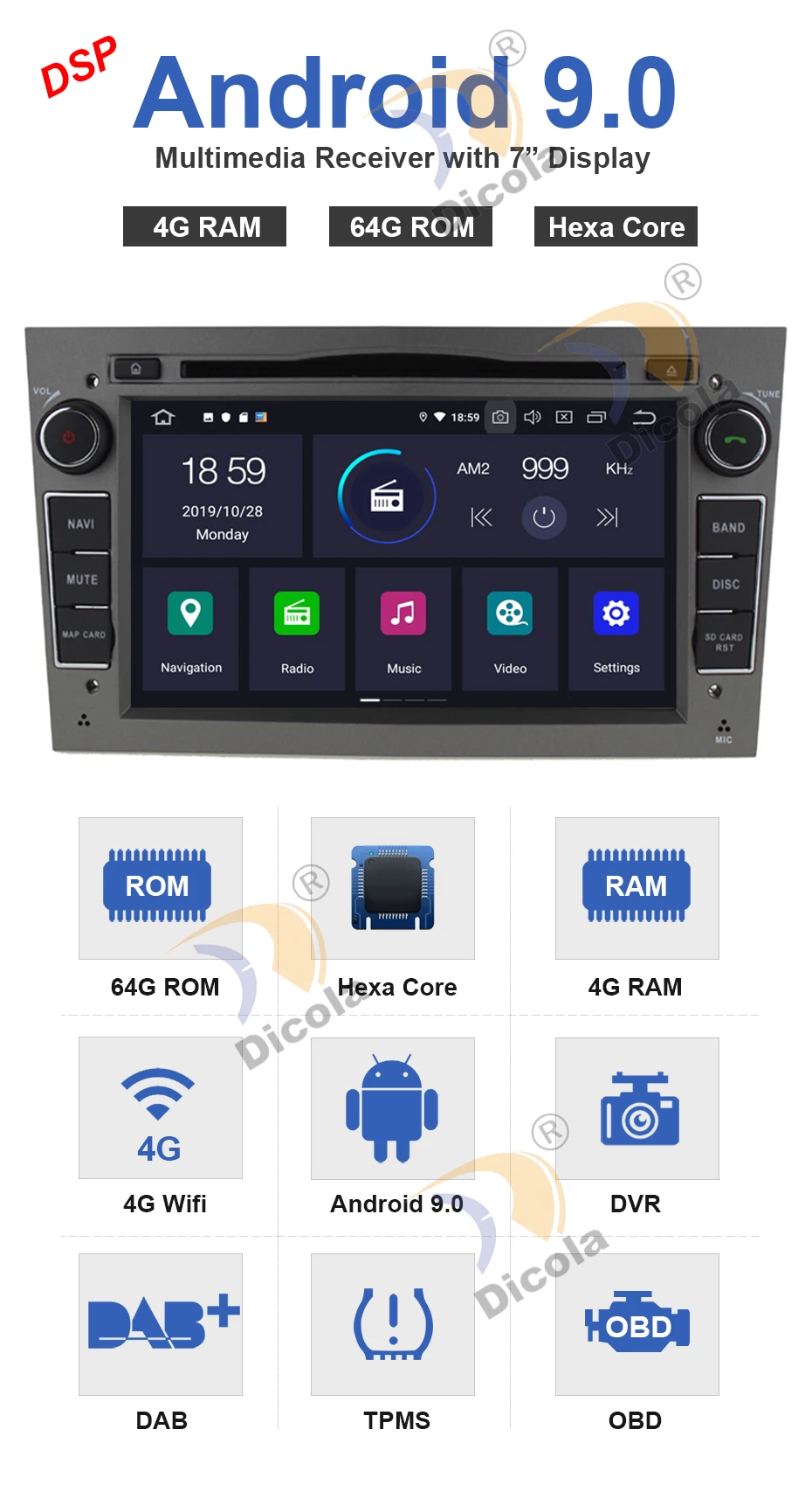 PX6 DSP Android 9 dvd-плеер автомобиля для Opel Vectra C Zafira B Corsa D C Astra H G J Meriva Vivaro Мультимедиа gps навигация радио