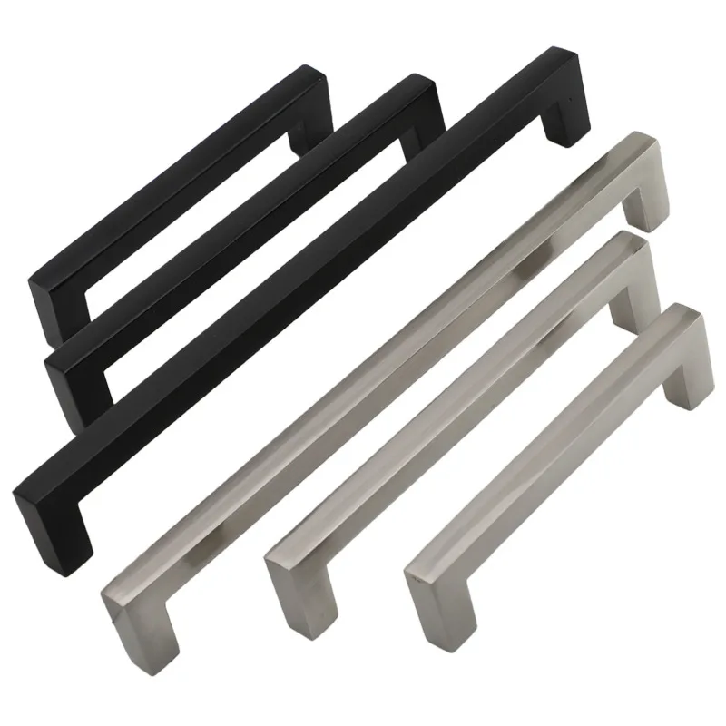 Furniture Handles Kitchen Door Knobs Square Cabinet Handle Stainless Steel Cupboard Wardrobe Drawer Pulls