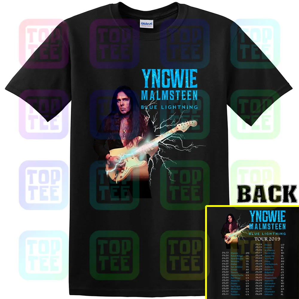 Черная футболка Yngwie Malmsteen Blue Lightning USA Tour размер S 3XL 2019|Футболки| |
