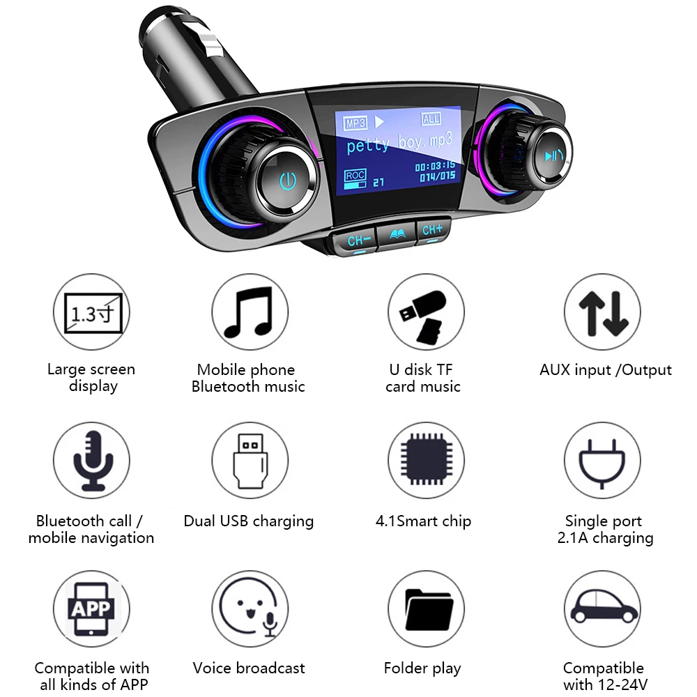 Автомобильное зарядное устройство адаптер MP3-плеер Многофункциональный Bluetooth 4,0+ EDR U диск автомобильное зарядное устройство автомобильный прикуриватель