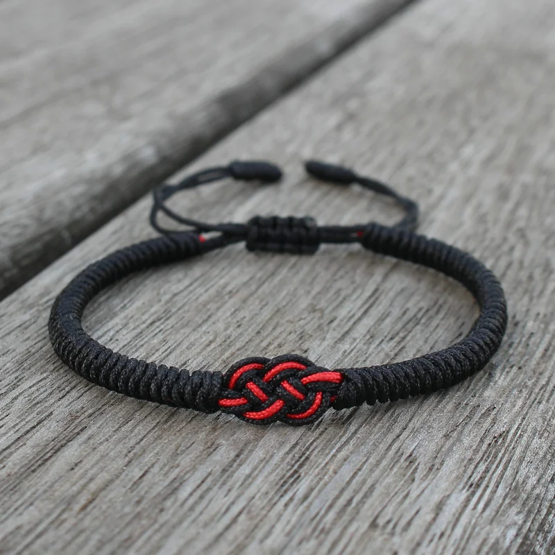 National Style Lucky Red String Bracelet Lovers Handmade Braided Concentric Knot Charm Bracelets For Women Men Jewelry Best Gift