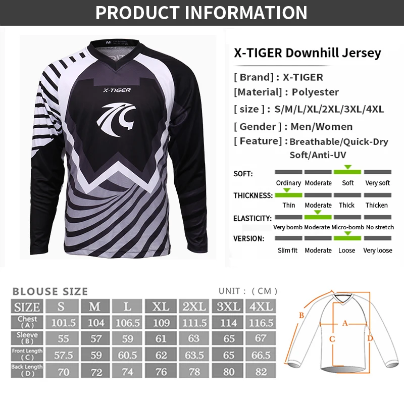 X-Tiger бренд нижние трикотажные изделия рубашка мотокросса спортивная одежда полиэстер Велоспорт футболки с длинным рукавом велосипед DH рубашка