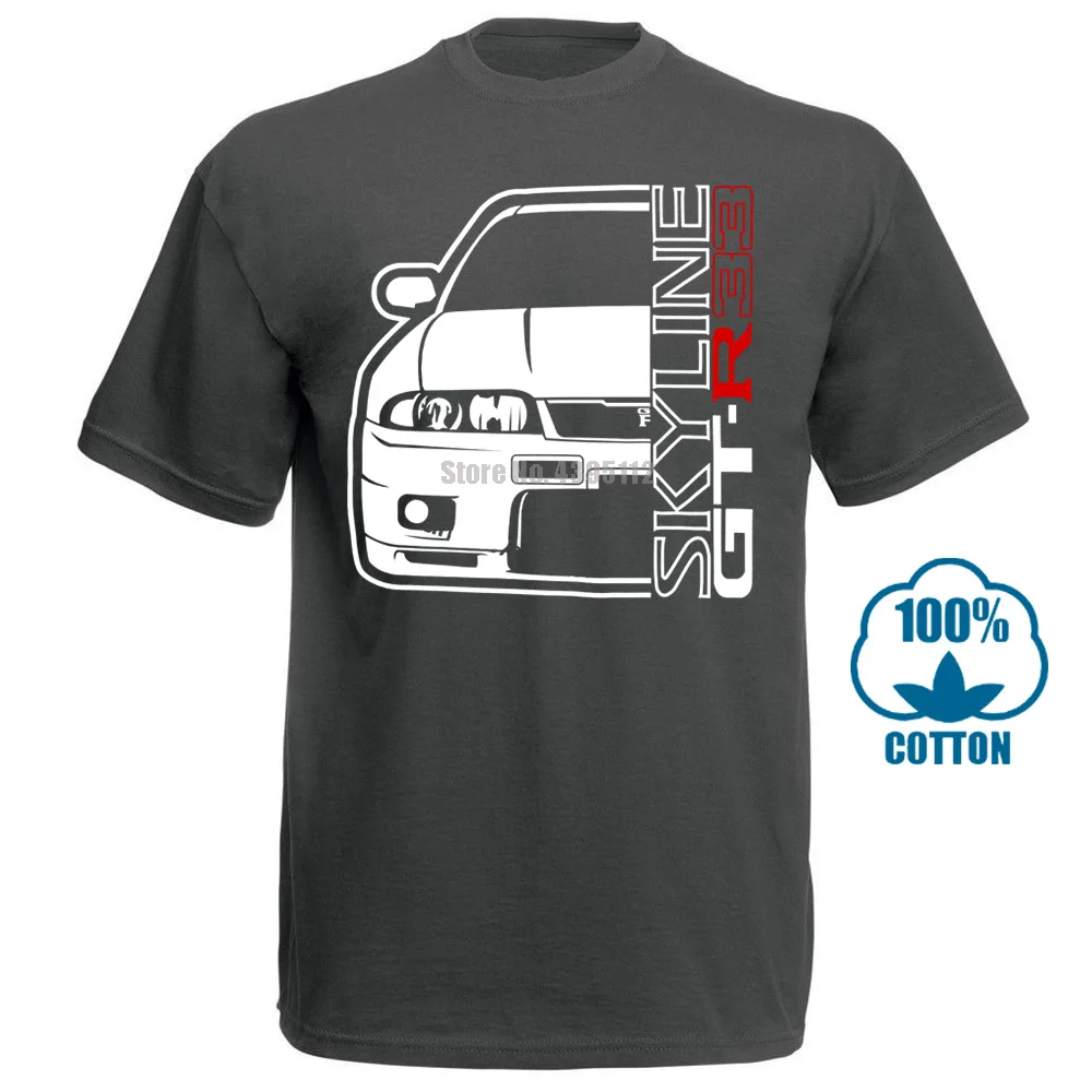 Мужская футболка Nissan Skyline Gt R 33 Футболки с принтом забавная футболка с коротким рукавом забавная футболка Новинка Женская футболка - Цвет: Темно-серый