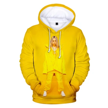 

Billie Eilish fashion 3D popular hoodie ladies men's new sweatshirt autumn and winter pullover 3D boys and girls gold shirt