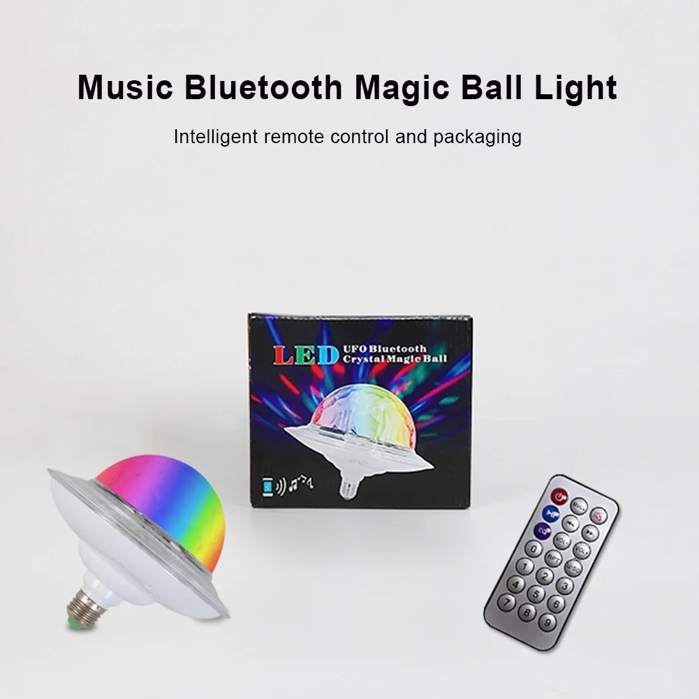 RGB сценический светильник вращающийся Bluetooth музыкальный лампочка Светильник СВЕТОДИОДНЫЙ Красочный Кристалл летающая тарелка волшебный шар светильник вечерние принадлежности для фестиваля