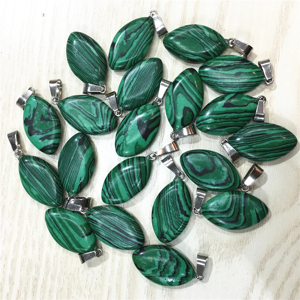 malachite Горячая мода унисекс натуральные драгоценные камни камень Кристалл Подвески бирюза амулеты Mariquesa Для Изготовление Ювелирных ожерелий 25 шт - Окраска металла: malachite