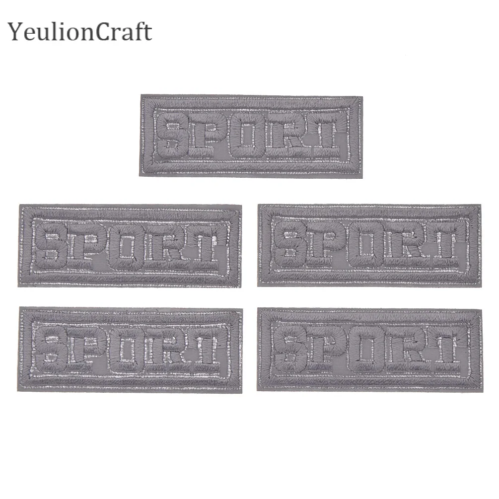 5.7x2.2cm YeulionCraft прямоугольные треугольные Светоотражающие нашивки для вышивания клейкие нашивки вышитые значки аппликаций Diy Швейные материалы - Цвет: 5.7x2.2cm