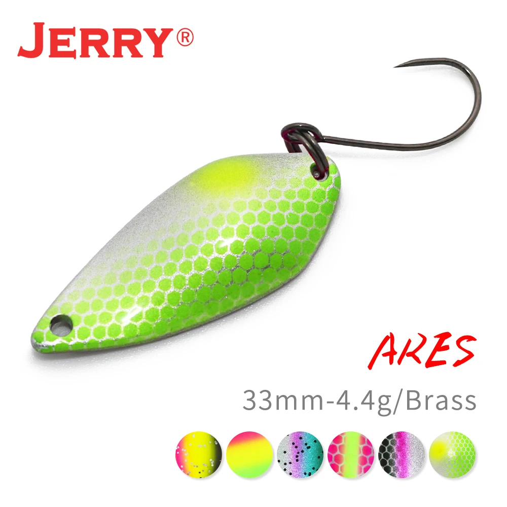 Jerry ares colher de metal único gancho micro iscas pesca 4.4g artificial ultralight spin latão lago córrego isca de pesca