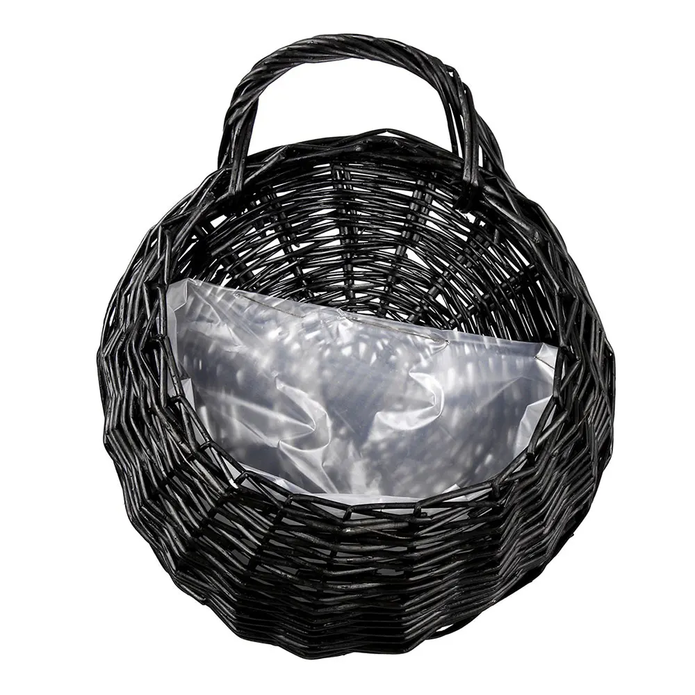 Black Vase Container 23*18cm Wicker Wicker Hanging Basket Handmade Natural Materials Hallway Durable Rattan Vase Basket - Цвет: Black