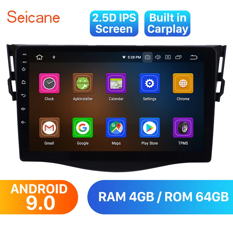 Seicane 9 дюймов gps Navi Стерео Android 9,0 ips автомобильный мультимедийный плеер для 2007-2011 Toyota RAV4 поддержка SWC TPMS DAB+ Цифровое ТВ