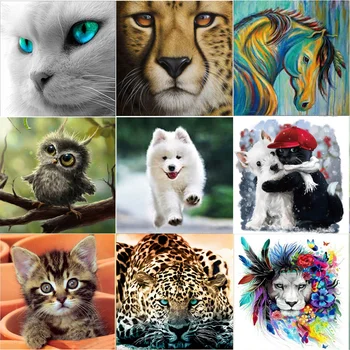 

DIY5D set gemstone rose animal tiger color set full of diamonds round diamond decorative pattern children handmade New Year