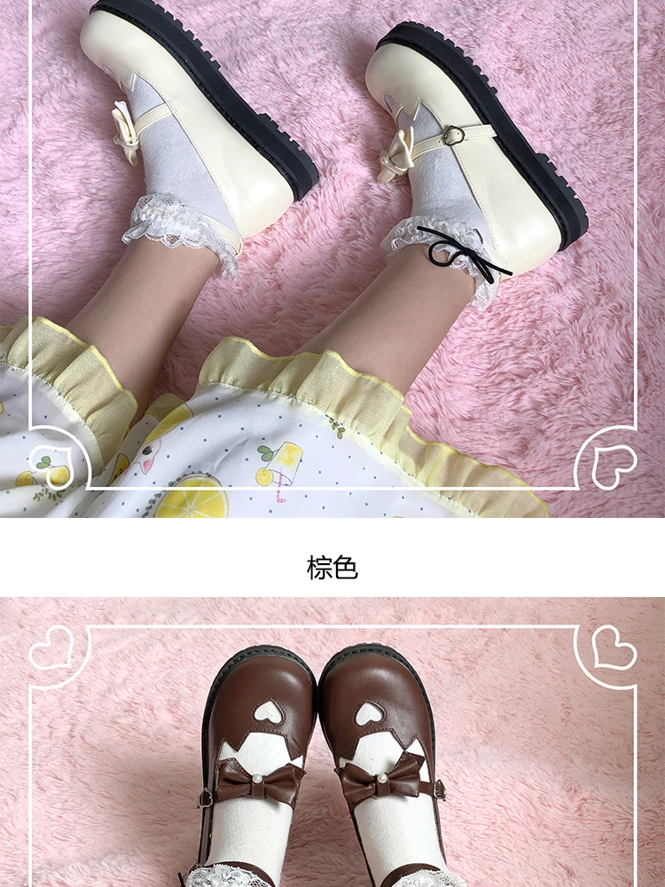 Японский kawaii для девочек повседневные милые туфли в стиле «Лолита» в винтажном стиле, круглый носок, толстая подошва, женская обувь милый бант обувь kawaii лоли для костюмированной вечеринки