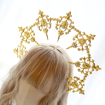 

Virgin Halo Headband Halo Circle Church Golden Hair Accessories Catwalk Photo Prop Style Fashion Retro