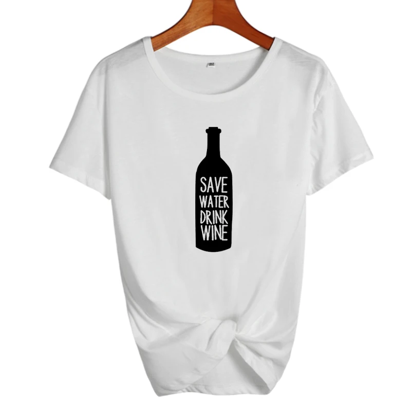 Забавная футболка с надписью «Save Water Drink Wine» и надписью «Wine Lovers», женские готические вечерние футболки в стиле Харадзюку, женская одежда, модные футболки