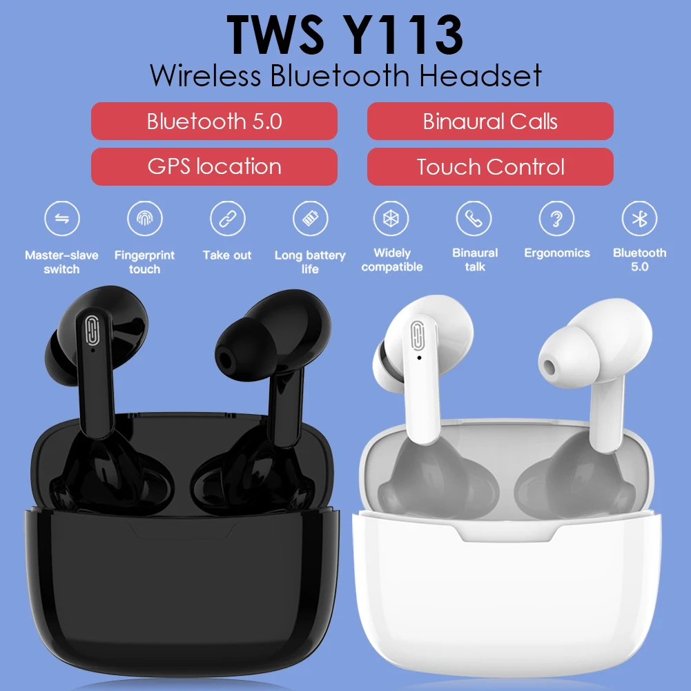 

Bluetooth Earbuds V5.0 Wireless Earphone with Mic 1.5H Music Time IPX5 Waterproof with Charging Case