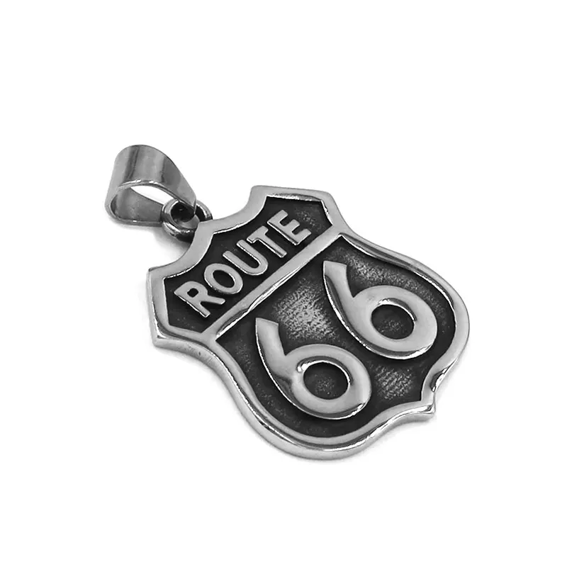 Classic Route 66 Pendant Stainless Steel Jewelry Historic Mother Road USA Highway Biker Mens Necklace SWP0519A | Украшения и