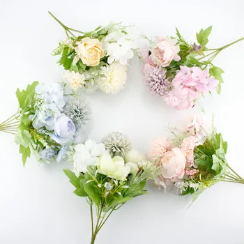

Imitation Flowers Peonies Hydrangea Wedding Boquet Holder Wedding Home Decoration Artificial Flowers