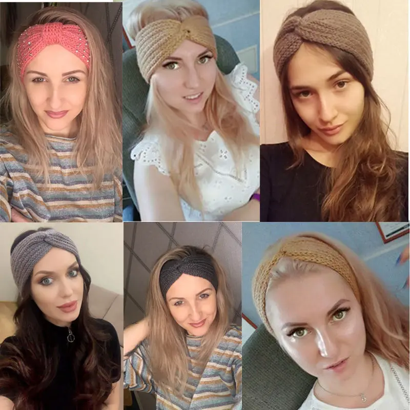 New Knitted Knot Cross Headband for Women Autumn Winter Girls Hair Accessories Headwear Elastic Hair Band Hair Accessories