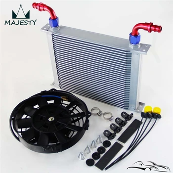 

AN10 Universal 30 Row Engine Oil Cooler w/ Fittings + 7" Electric Fan Kit SL