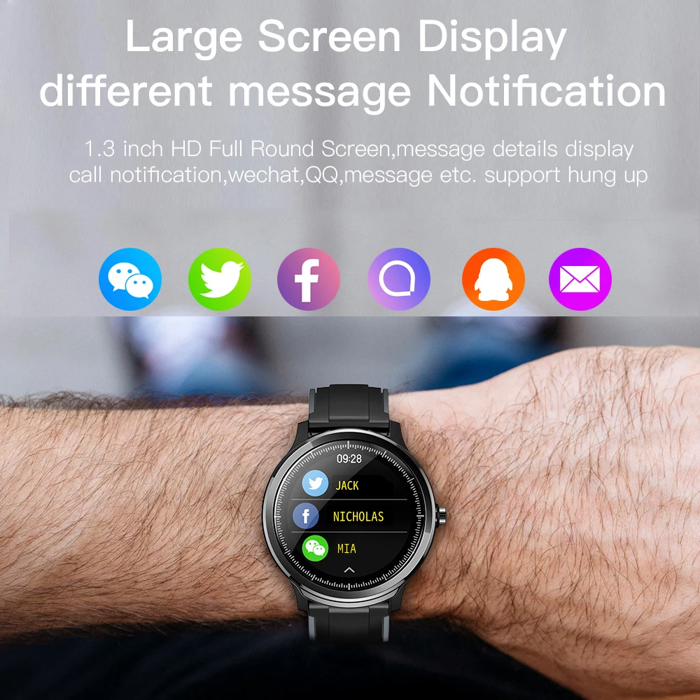 SN80 полный сенсорный круглый экран DIY 3D UI для мужчин водонепроницаемый сердечный ритм кровяное давление фитнес-монитор погода длительное время ожидания умные часы