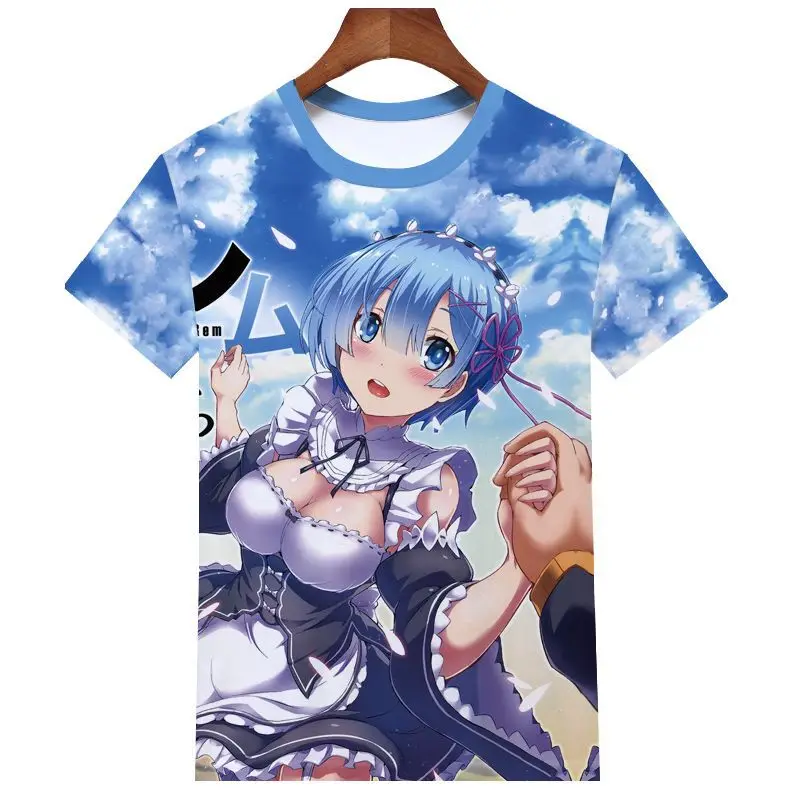 Мужская и женская футболка Kawaii летняя в стиле аниме Re Zero с коротким рукавом 3d