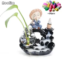 Креативный маленький монах курильница для благовоний горелка печь для ароматерапии керамический дым водопад ладан держатель+ 20 шт Бесплатные конусы