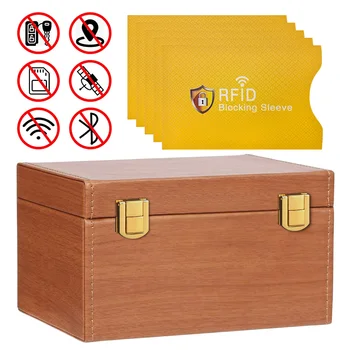 

RFID Signal Blocker Blocking Case Box with 5pcs Shielding Pouch for Car Key Fob Keyless Cell Phones Cards Privacy Protection