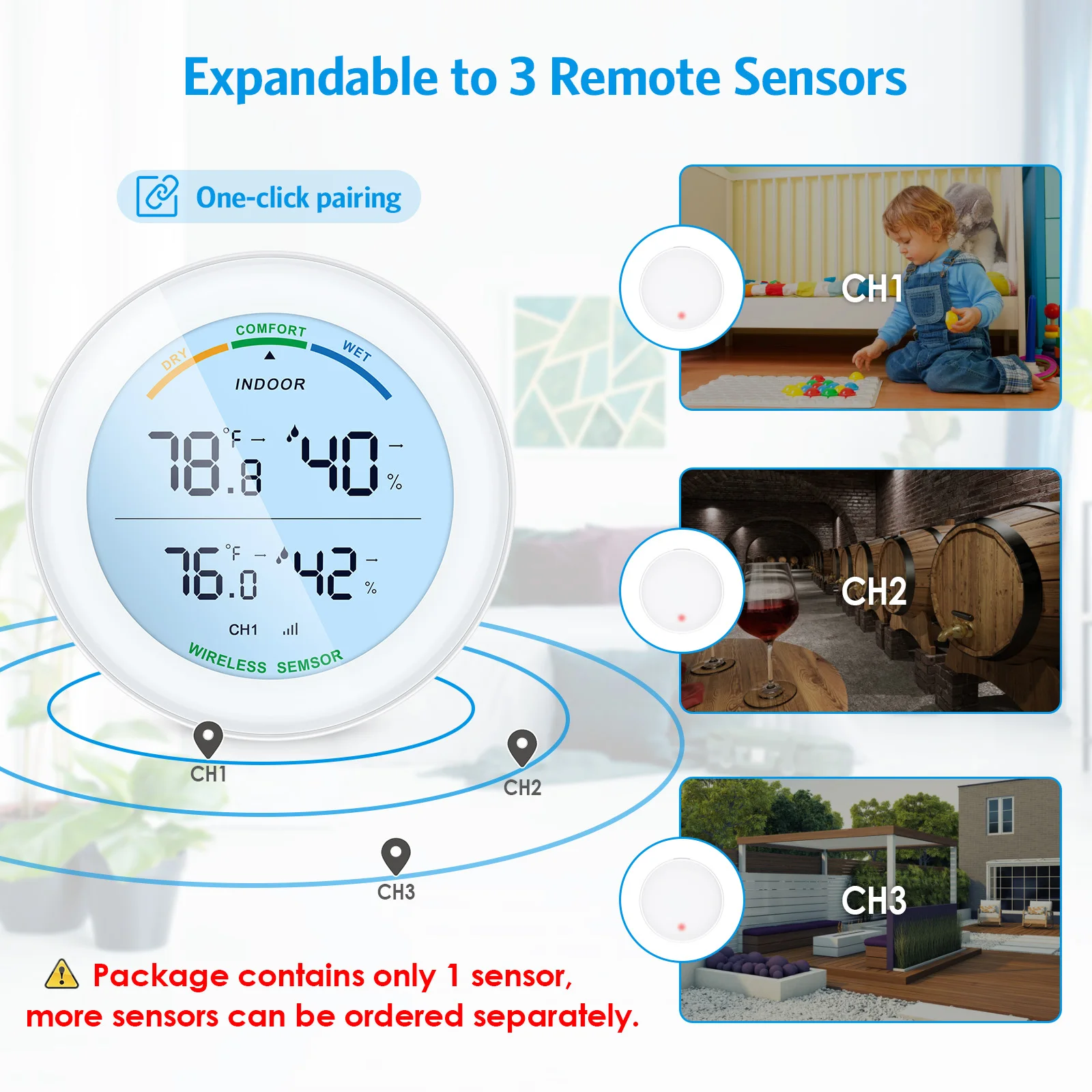 Termometro ORIA igrometro termometro esterno Wireless Bluetooth sensore di  temperatura e umidità della casa intelligente ermometro digital - AliExpress