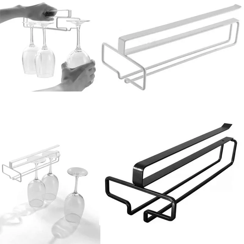 Wine Glasses Holder Bartender Stemware Hanging Rack Under
